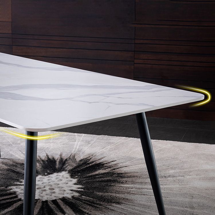 Metal Industrial Rectangle Dining Table Sintered Stone Table with 4 Black Legs Clearhalo ' dining_table' 'Dining Tables & Seating' 'Dining Tables' 'furn' 'furn_dining_table' 'Furniture' 'furniture_dining_table' 'Kitchen & Dining Furniture' 'kitchen&dining_furn' 'kitchen' 'kitchen_dining_table' 1200x1200_f3fb2ec8-35c4-4c1c-9f69-84f489deea34