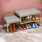 Glam Metal Entryway Bench Cushioned Rectangle Shoe Storage Seating Bench Clearhalo 'Benches' 'Chairs & Seating' 'furn' 'furn_benches' 'Furniture' 'Living Room Furniture' 1200x1200_f3fc3db1-96da-48d4-8b65-b990252c7e30