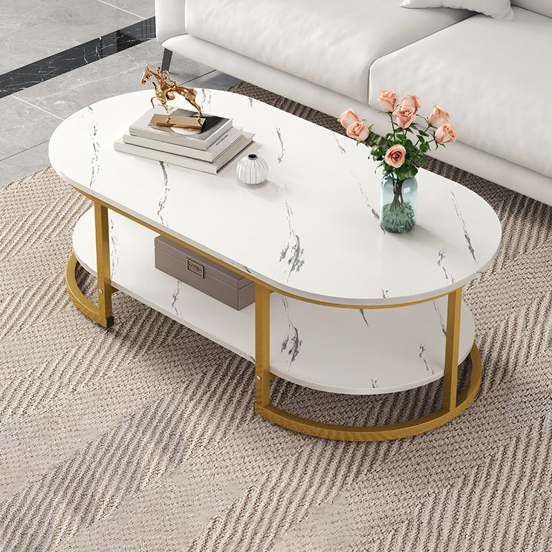 Glam Style Coffee Table Oval Slate Single Coffee Cocktail Table Clearhalo 'Coffee & Accent Tables' 'Coffee Tables' 'coffee_tables' 'furn' 'furn_coffee_tables' 'Furniture' 'Living Room Furniture' 1200x1200_f3fee236-0300-49ab-ac5c-5e8990ee107d