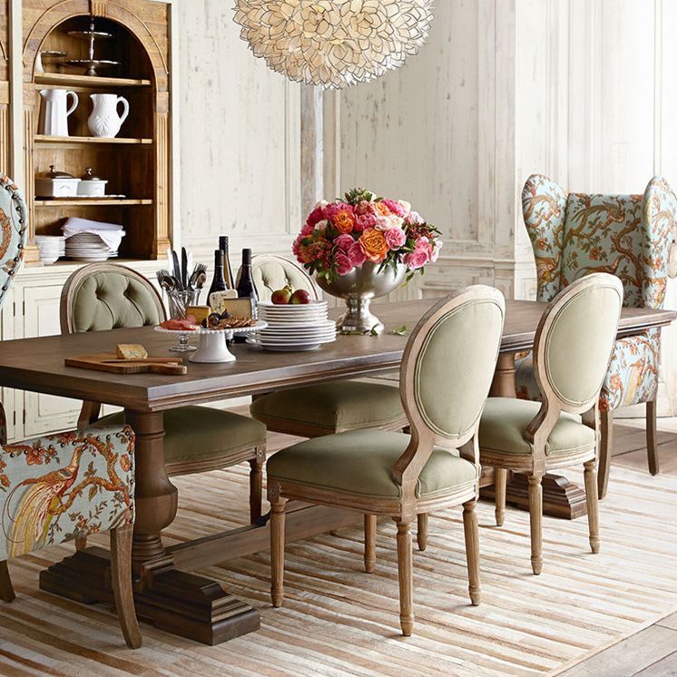 Mid-Century Modern Dining Table Rectangle Wooden Trestle Base Kitchen Table Clearhalo 'Dining Tables & Seating' 'Dining Tables' 'dining_table' 'furn' 'furn_dining_table' 'Furniture' 'Kitchen & Dining Furniture' 1200x1200_f4004a2a-01fd-4324-863c-a97094ec61a6