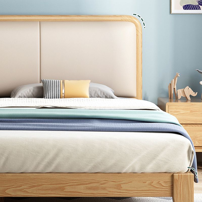 Skandinavianer Aschenpaneelbett natürliche Polsterbettrahmen mit Matratze