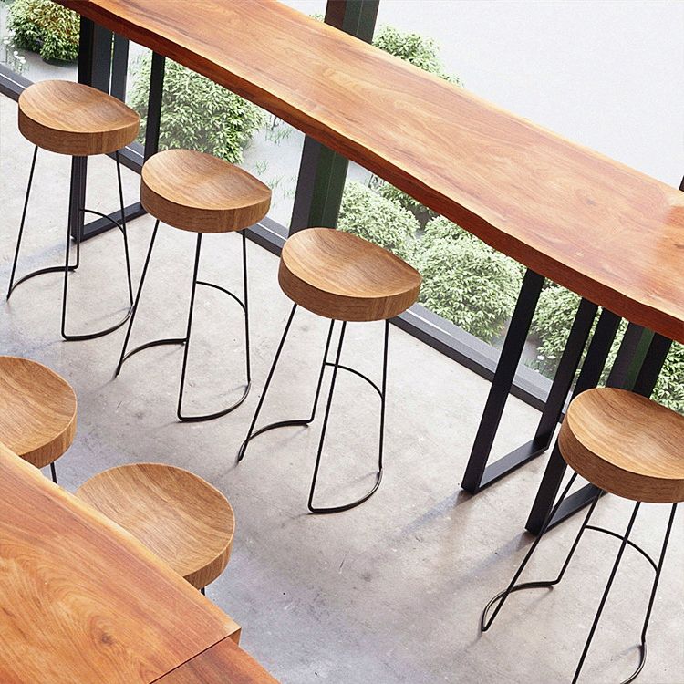 Pine Wood Top Bar Dining Table Modern Bar Table with Double Pedestal in Black Clearhalo 'Bar Furniture' 'Bar Tables' 'bar_tables' 'furn' 'furn_bar_tables' 'Furniture' 'Kitchen & Dining Furniture' 1200x1200_f401c03f-e4eb-4bb0-8a13-d1fe14e21801