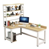 L-Shape Writing Desk Steel H-Shape Table Leg Desk with Shelf Clearhalo 'furn' 'furn_office_desk' 'Furniture' 'furniture_office_desk' 'Office Desks' 'Office Furniture' 'office_desk' 1200x1200_f402502d-16ec-4053-b76e-2c49cff0745d