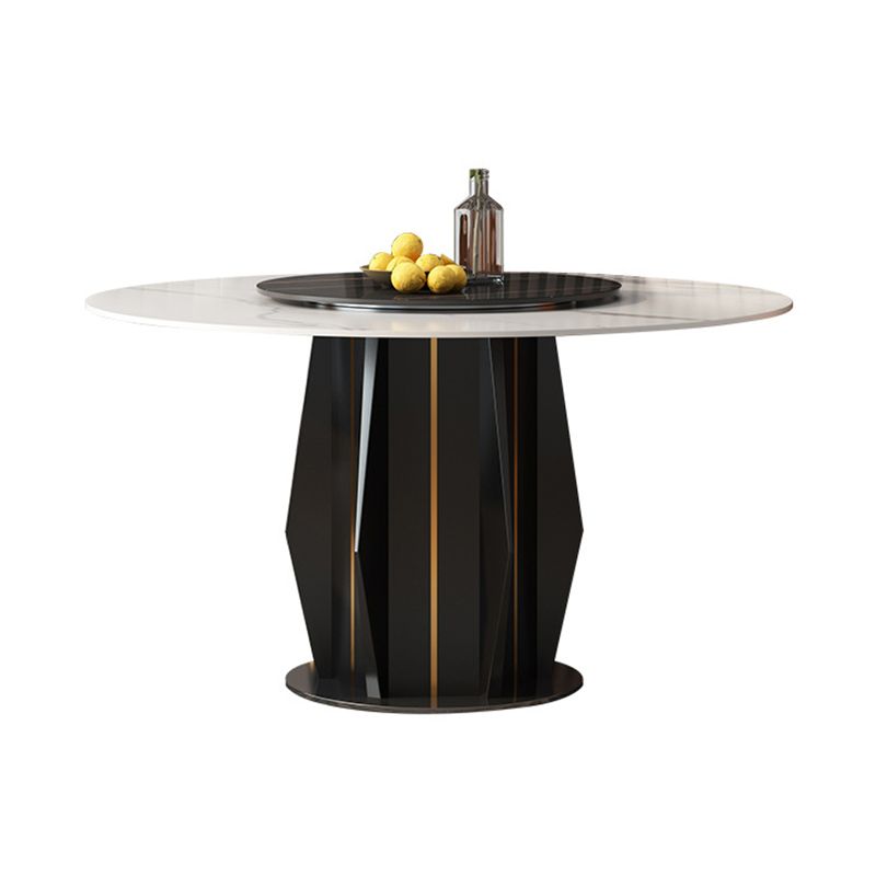 Modern Round Dining Table Sintered Stone Table with Wood Leg for Home
