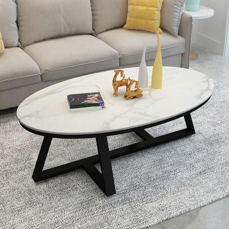 Contemporary Coffee Table Oval Single Stone Coffee Cocktail Table Clearhalo 'Coffee & Accent Tables' 'Coffee Tables' 'coffee_tables' 'furn' 'furn_coffee_tables' 'Furniture' 'Living Room Furniture' 1200x1200_f4032638-a753-4355-879a-4ac8fe4a0eb7