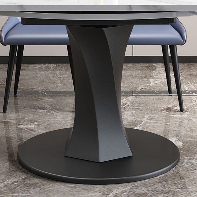 Simplicity Round Dining Room Table Sintered Stone Table with Black Pedestal Base Clearhalo ' dining_table' 'Dining Tables & Seating' 'Dining Tables' 'furn' 'furn_dining_table' 'Furniture' 'furniture_dining_table' 'Kitchen & Dining Furniture' 'kitchen&dining_furn' 'kitchen' 'kitchen_dining_table' 1200x1200_f40491c7-3215-43e8-b3ea-94192d8b63d0