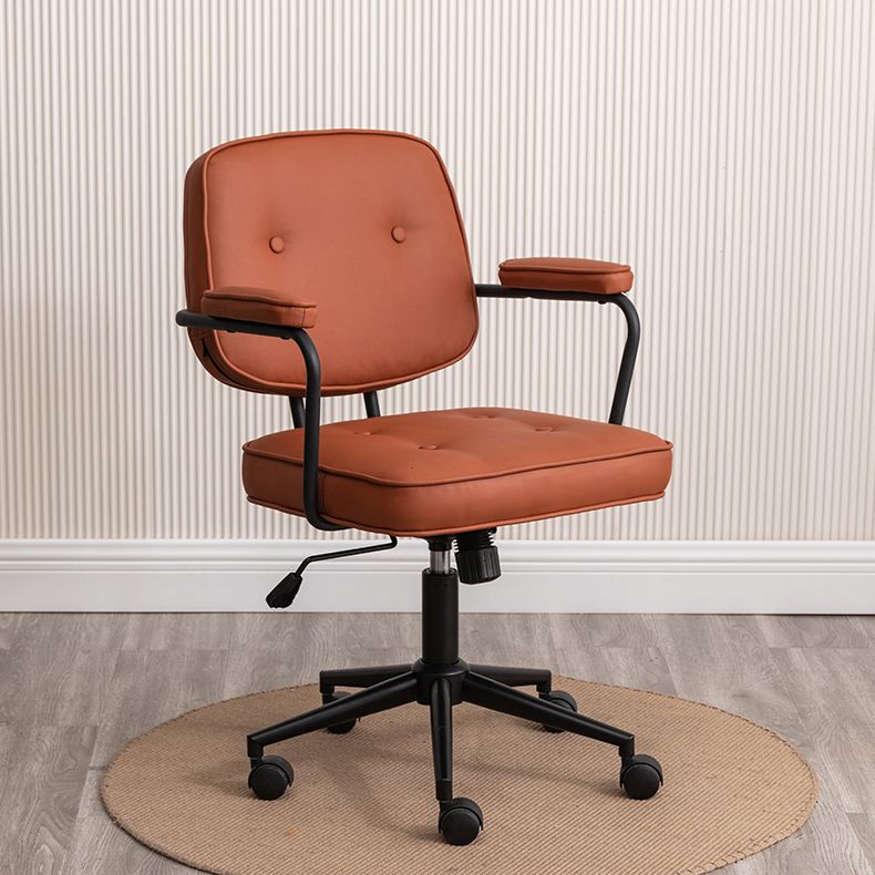 Minimalist Style Swivel Leather Dining Chair Open Back Dining Side Chair Clearhalo ' kitchen&dining_furn' 'Dining Chairs' 'Dining Tables & Seating' 'dining_chair' 'furn' 'furn_dining_chair' 'Furniture' 'furniture_dining_chair' 'Kitchen & Dining Furniture' 'kitchen' 1200x1200_f4052c9a-d9db-4494-a94b-25deee370bef