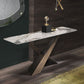 16 inch Wide Modern Accent Table Rectangle Shape Stone Console Table for Hall