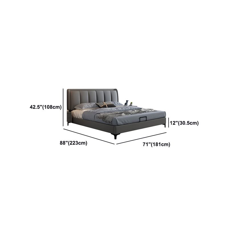 Cama rectangular gris cama estándar con cama de madera