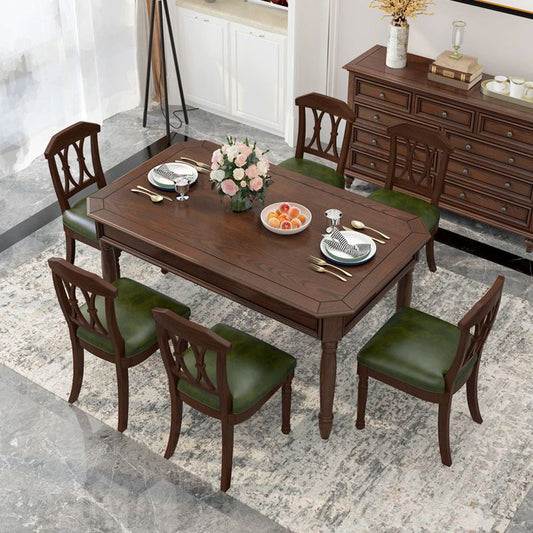Mesa de comedor de madera en la mesa moderna de mediados del siglo con 4 patas en marrón