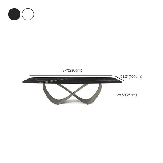 Industrial Sintered Stone Table Rectangle Table with Metal Legs for Kitchen Clearhalo 'Dining Tables & Seating' 'Dining Tables' 'dining_table' 'furn' 'furn_dining_table' 'Furniture' 'Kitchen & Dining Furniture' 1200x1200_f40ca6d5-d0a3-4543-8715-216ed14c7262