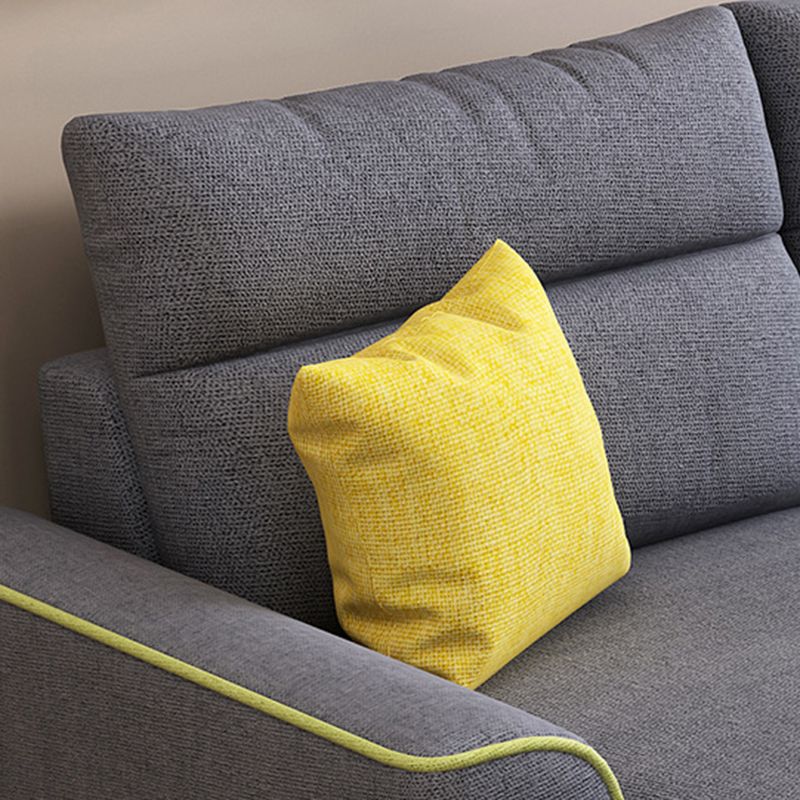 Modern 3-seater Fabric/Faux Leather Sectional Flared Arm Sofa & Chaise Clearhalo 'furn' 'furn_sectionals' 'Furniture' 'Living Room Furniture' 'Sectionals' 1200x1200_f40d9882-13be-4af9-9b50-e2ec86eaceab