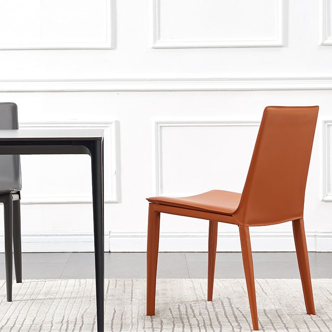 Modern Style Leather Dining Armless Chair Metal Side Chair for Home Use Clearhalo 'Dining Chairs' 'Dining Tables & Seating' 'dining_chair' 'furn' 'furn_dining_chair' 'Furniture' 'Kitchen & Dining Furniture' 1200x1200_f40eca69-d76e-4812-b648-c3c9c946edb2