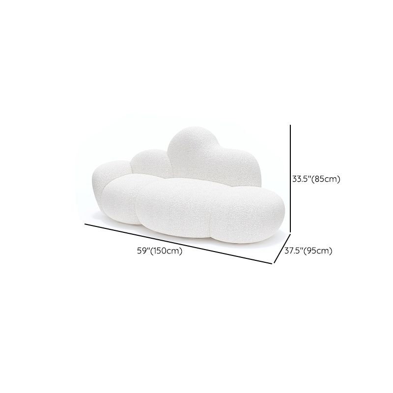 Hedendaagse witte wollen bank met strakke rug voor woonkamer