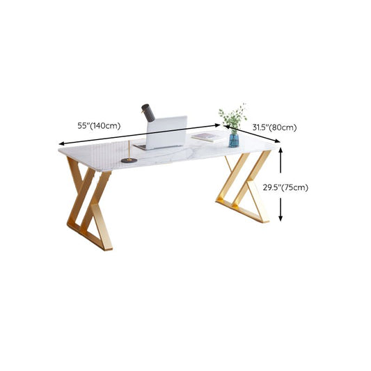 Bureau de bureau glamour finition antique Bureau d'ordinateur incurvé avec des jambes métalliques