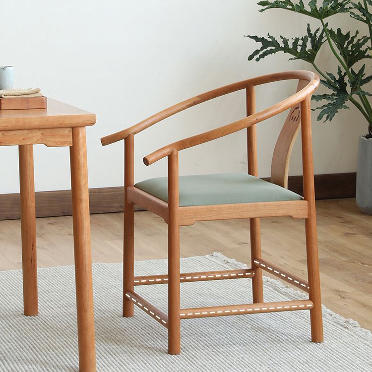 Traditional Kitchen Dining Chair Solid Wood Arm Chair with Cushion