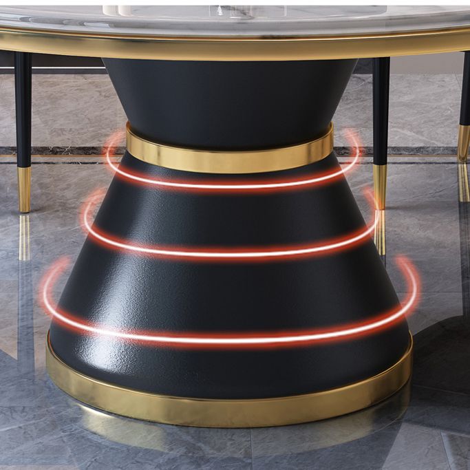 Luxury Home Round Dining Table Marble Table with Black Pedestal Base Clearhalo ' dining_table' 'Dining Tables & Seating' 'Dining Tables' 'furn' 'furn_dining_table' 'Furniture' 'furniture_dining_table' 'Kitchen & Dining Furniture' 'kitchen&dining_furn' 'kitchen' 'kitchen_dining_table' 1200x1200_f413783d-e462-42a6-8581-f99aef7e4a94