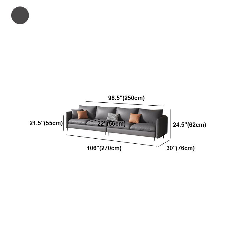 Grey Faux Leather Contemporary Square Arm Standard Sofa for Living Room, Apartment Clearhalo 'furn' 'furn_sofas' 'Furniture' 'furniture_sofas' 'Living Room Furniture' 'Sofa' 'sofas' 1200x1200_f41487f7-e722-48f7-9647-1c52850b241a