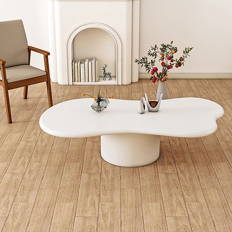 Modern Wood Pedestal Cocktail Table Free Form Coffee Table - White Clearhalo 'Coffee & Accent Tables' 'Coffee Tables' 'coffee_tables' 'furn' 'furn_coffee_tables' 'Furniture' 'furniture_coffee_tables' 'Living Room Furniture' 1200x1200_f4165bd1-e590-4ba5-8327-87b3be768ae1