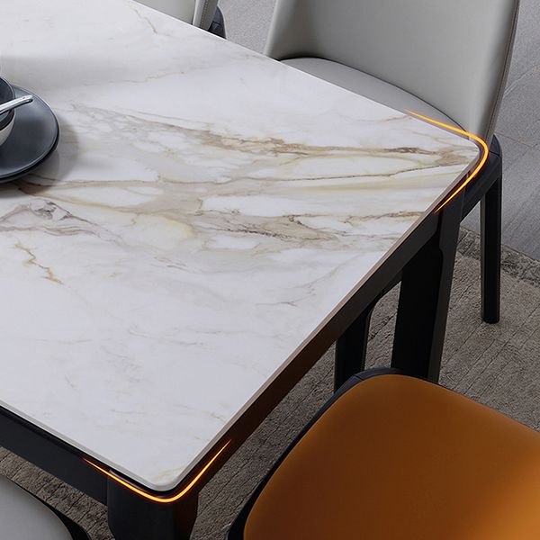 Contemporary Style Sintered Stone Dining Table 4 Legs Wood Base Rectangle Table for Home Clearhalo ' dining_table' 'Dining Tables & Seating' 'Dining Tables' 'furn' 'furn_dining_table' 'Furniture' 'furniture_dining_table' 'Kitchen & Dining Furniture' 'kitchen&dining_furn' 'kitchen' 'kitchen_dining_table' 1200x1200_f4191a4e-1828-403a-a463-8b5ecc5086e8