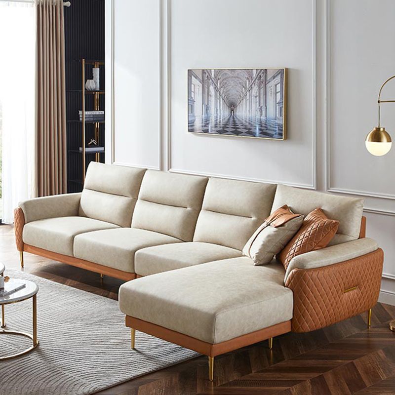 Faux Leather Glam Stain Resistant Square Arm Sofa for Living Room