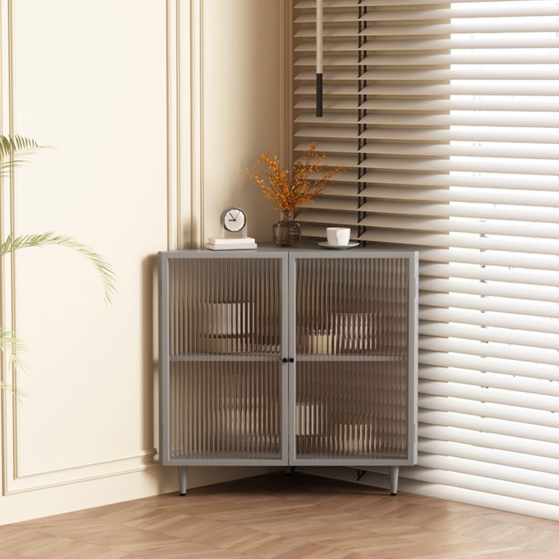 Modern 23.6"W√ó31.5"H Dining Server Antique Finish Steel Sideboard Table with Glass Door Clearhalo 'buffet_sideboard' 'Buffets & Sideboards' 'furn' 'furn_buffet_sideboard' 'Furniture' 'Kitchen & Dining Furniture' 1200x1200_f41a4759-c854-411a-aac9-a0c10847cb83