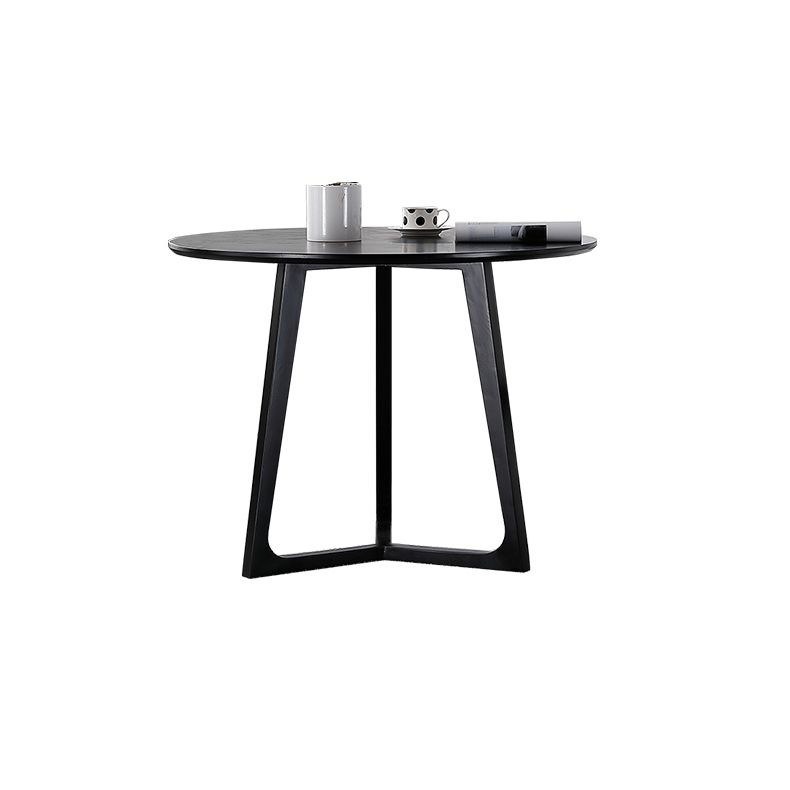 Black Table with Ash Wood Frame Modern Round Dining Table for Home Clearhalo 'Dining Tables & Seating' 'Dining Tables' 'dining_table' 'furn' 'furn_dining_table' 'Furniture' 'Kitchen & Dining Furniture' 1200x1200_f41b1b5a-48dc-48f2-a4f1-2d75fd23df25