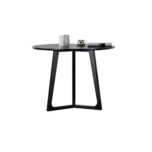 Black Table with Ash Wood Frame Modern Round Dining Table for Home Clearhalo 'Dining Tables & Seating' 'Dining Tables' 'dining_table' 'furn' 'furn_dining_table' 'Furniture' 'Kitchen & Dining Furniture' 1200x1200_f41b1b5a-48dc-48f2-a4f1-2d75fd23df25