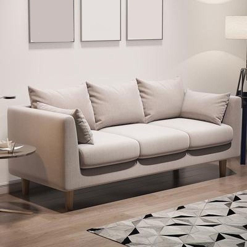 Sofá con sofá de sofá de brazo cuadrado/lino de 3 asientos con almohada con almohada