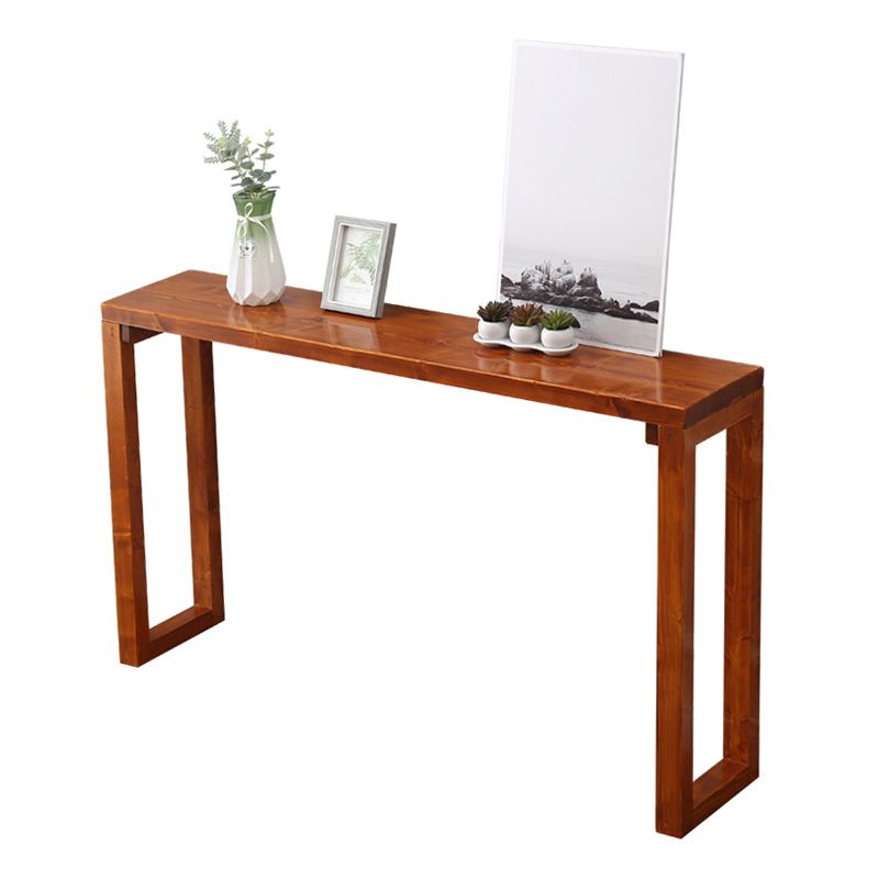 Moderner brauner Konsolentisch aus der Mitte des Jahrhunderts mit Holzschlittenbasis