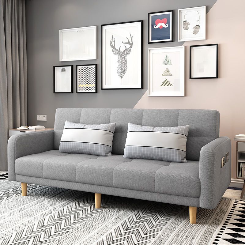 Modern Square Arm Sofa Convertible Wood Legs Biscuit Back Sofa Clearhalo 'Furniture' 'furniture_sofas' 'kitchen' 'kitchen_sofas' 'Living Room Furniture' 'Sofa' 'sofas' 1200x1200_f41bcbcf-7963-4a36-b70d-e1bea21526ee