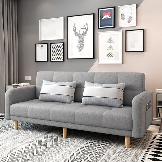 Modern Square Arm Sofa Convertible Wood Legs Biscuit Back Sofa Clearhalo 'Furniture' 'furniture_sofas' 'kitchen' 'kitchen_sofas' 'Living Room Furniture' 'Sofa' 'sofas' 1200x1200_f41bcbcf-7963-4a36-b70d-e1bea21526ee