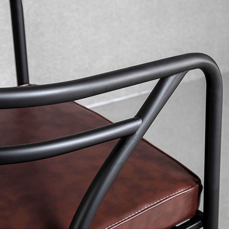 Industrial Metal Frame Dining Chair Upholstered Faux Leather Dining Arm Chair Clearhalo 'Dining Chairs' 'Dining Tables & Seating' 'dining_chair' 'furn' 'furn_dining_chair' 'Furniture' 'Kitchen & Dining Furniture' 1200x1200_f41c069f-1106-4341-8808-74b4f5b458ac