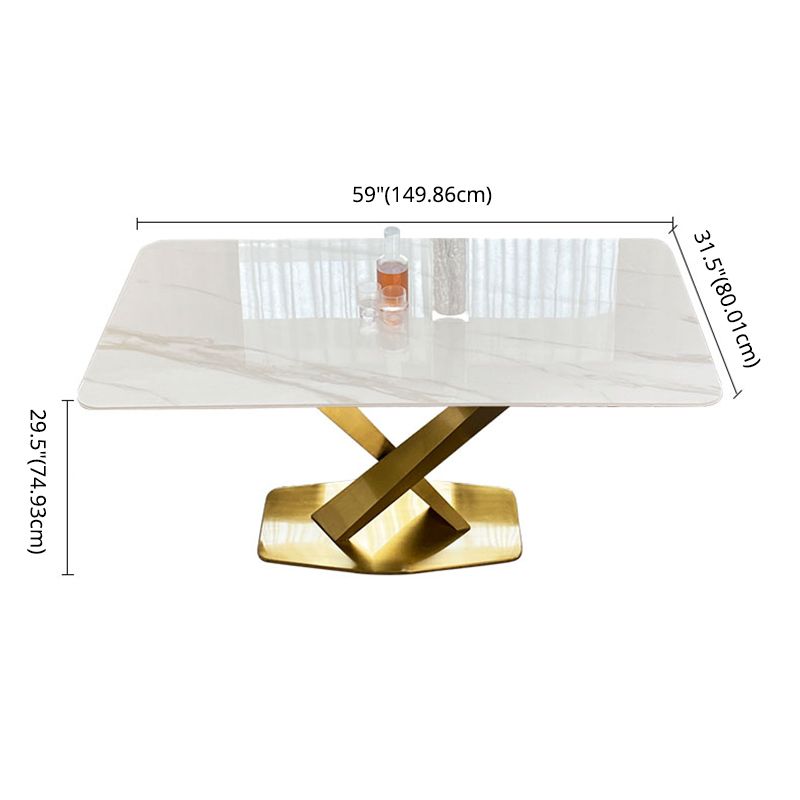 Contemporary Dining Set Metal Frame Rectangle White Slate Dining Table Set for Home Clearhalo 'Dining Room Sets' 'Dining Tables & Seating' 'dining_room_set' 'furn' 'furn_dining_room_set' 'Furniture' 'furniture_dining_room_set' 'Kitchen & Dining Furniture' 'kitchen&dining_furn' 'kitchen' 1200x1200_f41c85bb-f1e5-4b61-8739-d6f11514a0db