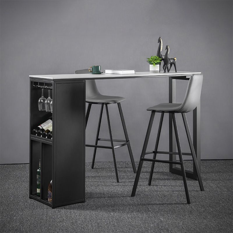 Industrial Style Rectangle Bar Table 42-inch Height Iron Pedestal Bistro Table Clearhalo 'Bar Furniture' 'Bar Tables' 'bar_tables' 'furn' 'furn_bar_tables' 'Furniture' 'furniture_bar_tables' 'Kitchen & Dining Furniture' 1200x1200_f41dec4d-d7c8-4f83-94b5-7e0452bcd780