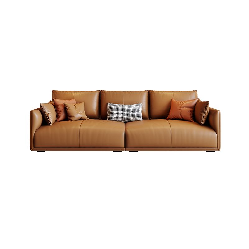 Mid-Century Modern Pillow Top Arm Sectional 33.46"H Cushion Back Sofa,Tan Clearhalo 'furn' 'furn_sectionals' 'Furniture' 'furniture_sectionals' 'Living Room Furniture' 'Sectionals' 1200x1200_f41f65fb-23f5-415f-85f4-f7ae1dc9e1e7