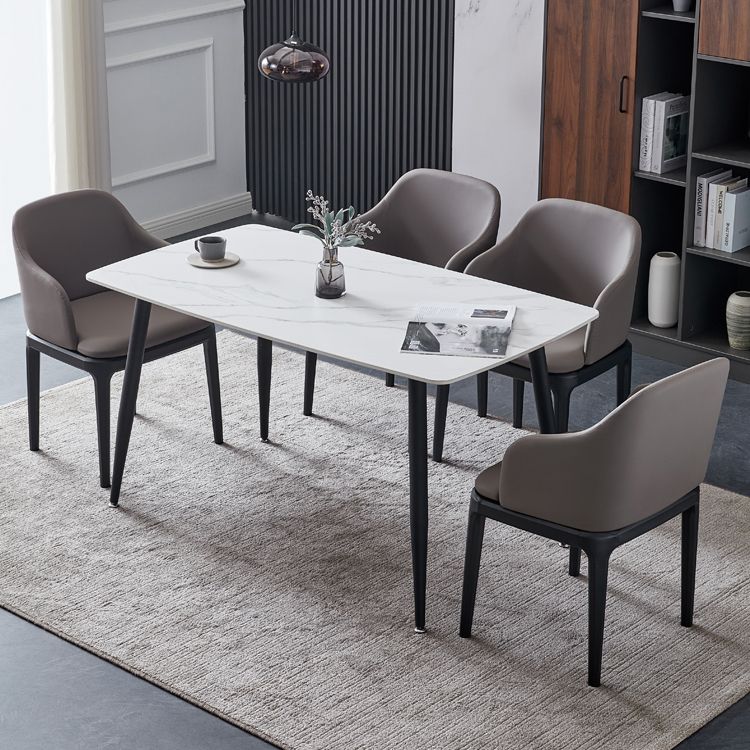 Faux Leather Contemporary Dining Room Chair Metallic Finish Solid Back Dining Chair Clearhalo ' kitchen&dining_furn' 'Dining Chairs' 'Dining Tables & Seating' 'dining_chair' 'Furniture' 'furniture_dining_chair' 'Kitchen & Dining Furniture' 'kitchen' 1200x1200_f41f6cb5-435e-430d-8b02-b65653849d6d