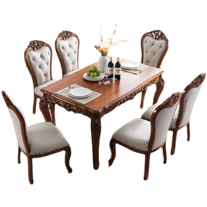 Mid-Century Brown Dining Table Rectangle Solid Wood Dining Table with 4 Legs Clearhalo ' dining_table' 'Dining Tables & Seating' 'Dining Tables' 'furn' 'furn_dining_table' 'Furniture' 'furniture_dining_table' 'Kitchen & Dining Furniture' 'kitchen&dining_furn' 'kitchen' 'kitchen_dining_table' 1200x1200_f41f8ead-6f69-4bb7-8632-9fac3b8f798f