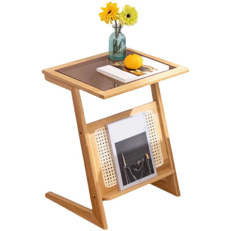 Living Room Rectangular Bamboo Side Table Natural/Brown One-Shelf End Table Clearhalo 'Coffee & Accent Tables' 'End & Side Tables' 'end_side_table' 'end_side_tables' 'furn' 'furn_end_side_tables' 'Furniture' 'furniture_end_side_table' 'Living Room Furniture' 1200x1200_f41fd285-c5e3-4263-8dbf-a9d843cd8714