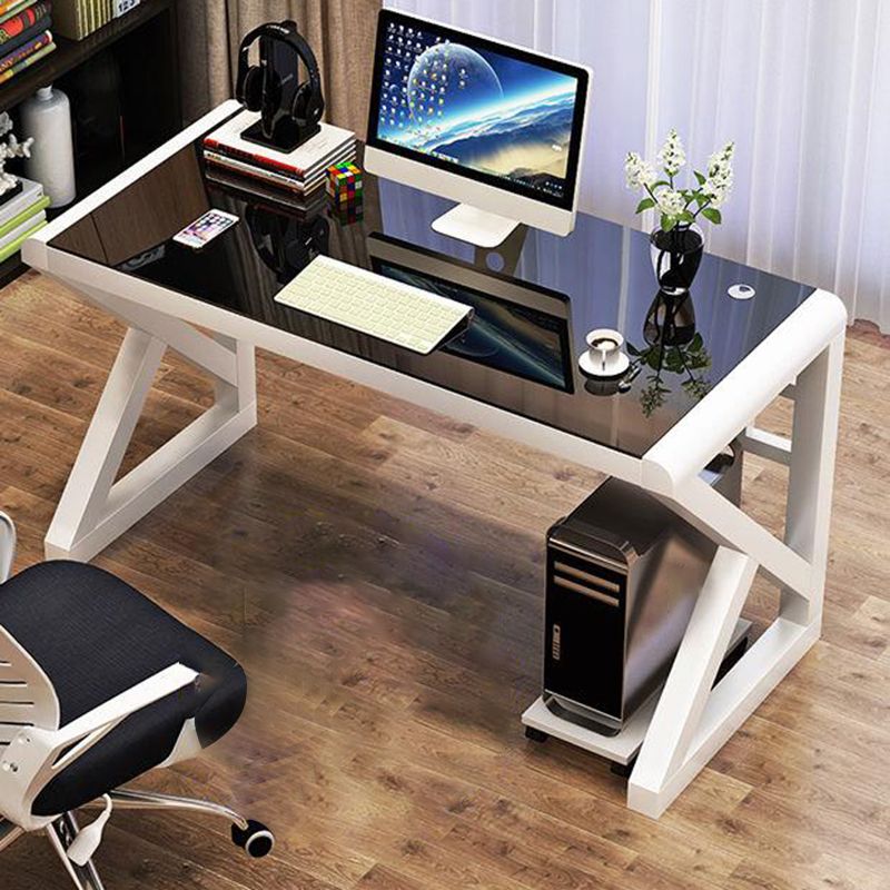 Scrivania moderna scrivania vetro rettangolare da ufficio rettangolare, alto 29,53 "