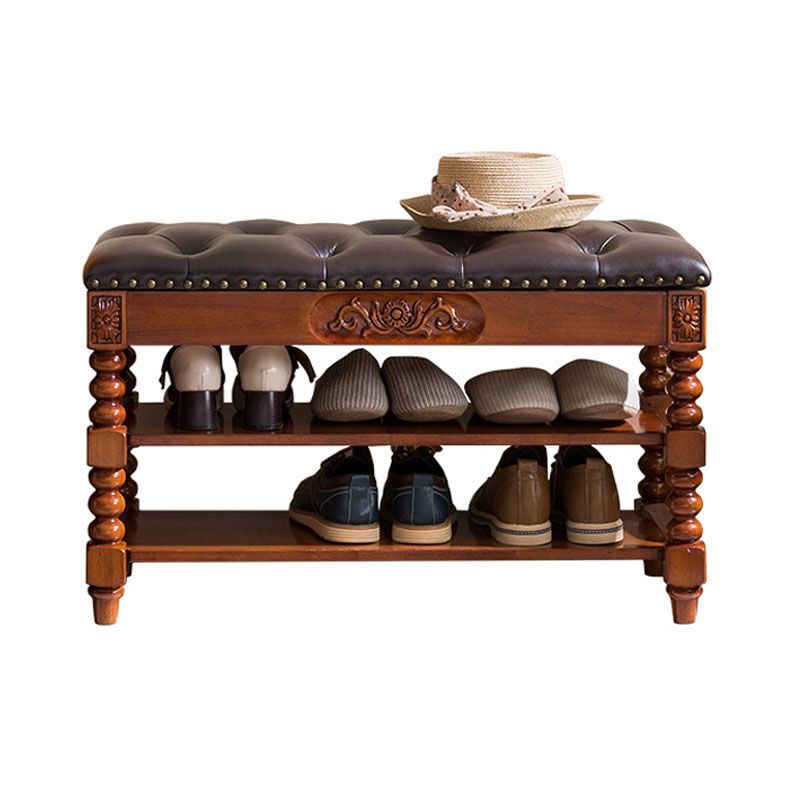 13.65-inch W Traditional Entryway Bench Solid Wood Bench with Upholstered Clearhalo 'Benches' 'Chairs & Seating' 'furn' 'furn_benches' 'Furniture' 'Living Room Furniture' 1200x1200_f423317f-90e6-473e-8779-ecdd0670e227