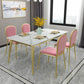 Rectangle 4 Legs Dining Table Glam Style Stone Table for Kitchen