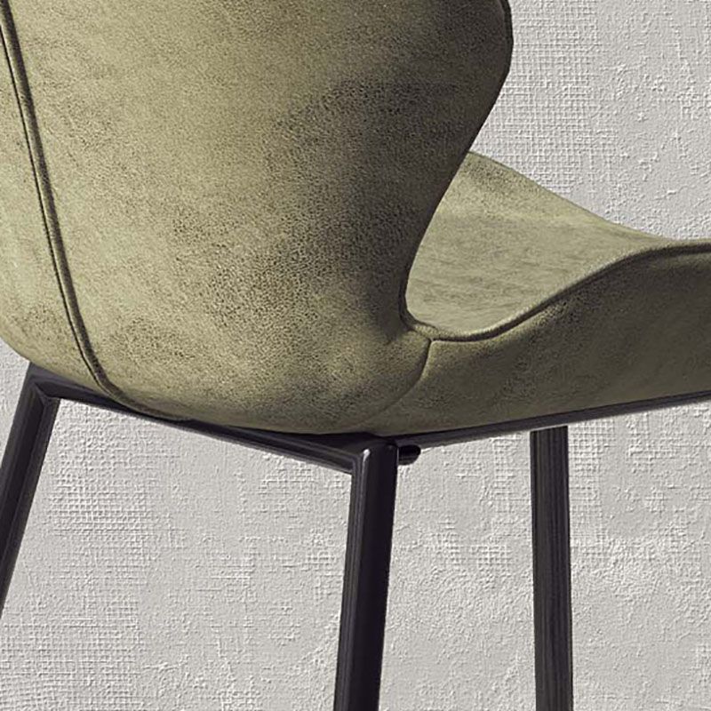 Eigentijdse eetkamerstoel keuken wingback armloze zijstoel met metalen benen