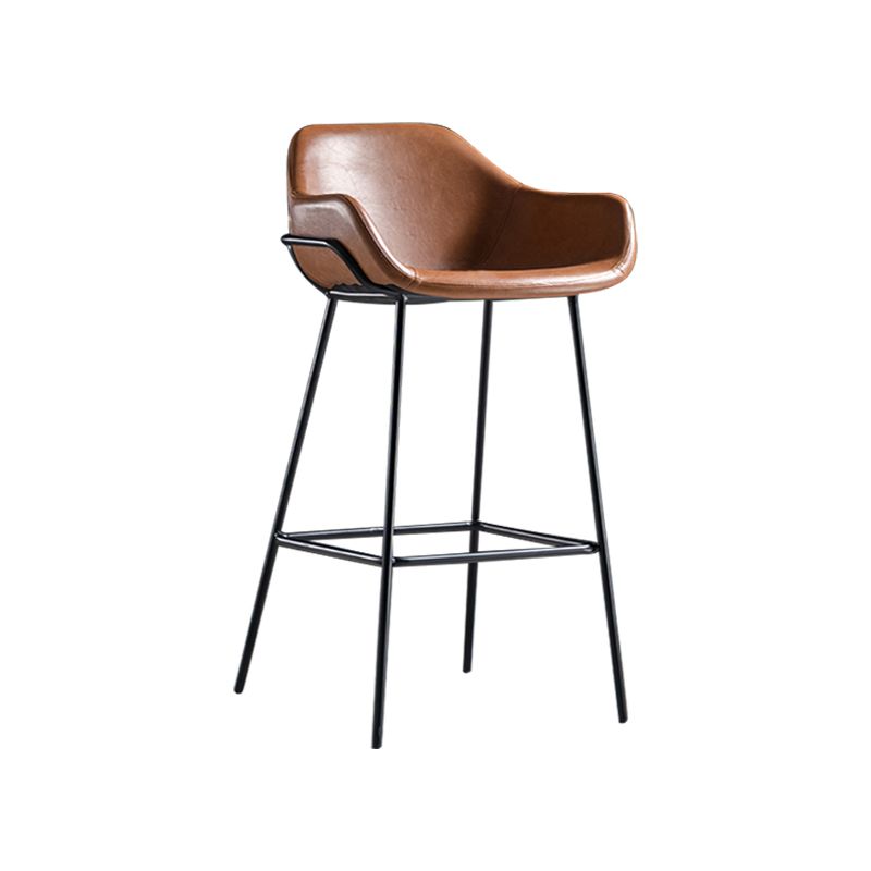 Industrial Iron Low Back Barstool Simple Indoor Tall Stool with Leather Seat Clearhalo 'Bar Furniture' 'Bar Stools' 'bar_stools' 'furn' 'furn_bar_stools' 'furniture_bar_stools' 'Kitchen & Dining Furniture' 'kitchen&dining_furn' 'kitchen' 'kitchen_furn' Furniture' 1200x1200_f428adaf-04ca-47e8-bc86-dbc2ac79244c