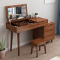 Scandinavische houten ijdelheid set flip-top make-upkapidaal met 4 laden