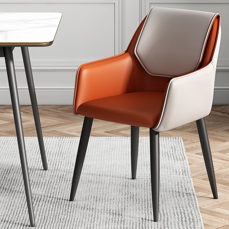 Contemporary Metal Dining Room Armchairs Leather Upholstered Side Chairs for Home Use Clearhalo ' kitchen&dining_furn' 'Dining Chairs' 'Dining Tables & Seating' 'dining_chair' 'furn' 'furn_dining_chair' 'Furniture' 'furniture_dining_chair' 'Kitchen & Dining Furniture' 'kitchen' 1200x1200_f42a790f-583e-443c-ad86-2d24c1fb660c