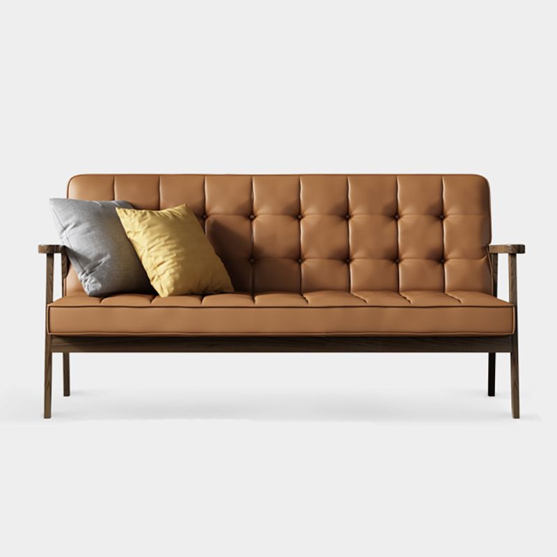 Faux Leather Tufted Sofa Split-Back 28.3"W Sofa with Square Arm for Living Room Clearhalo 'furn' 'furn_sofas' 'Furniture' 'furniture_sofas' 'Living Room Furniture' 'Sofa' 'sofas' 1200x1200_f42a95b1-b043-46cb-97cf-00d57f9247ca