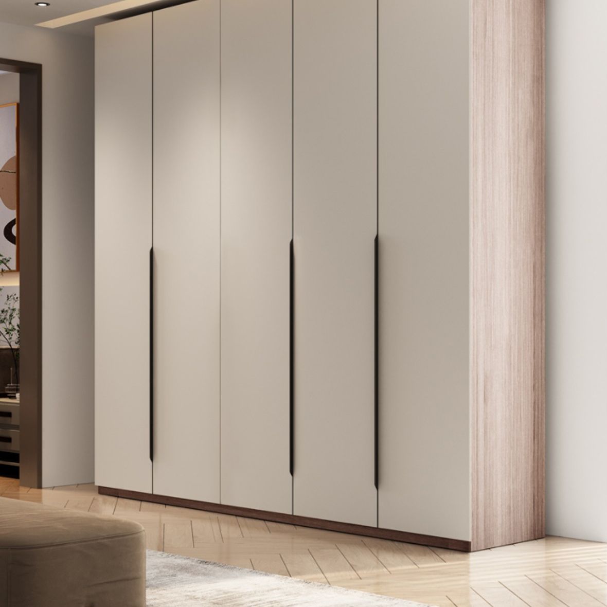 Hinged Storage Cabinet Modern Wardrobe Armoire with Garment Rod Clearhalo 'Armoires & Wardrobes' 'armoires_wardrobes' 'Bedroom Furniture' 'furn' 'furn_armoires_wardrobes' 'Furniture' 1200x1200_f42bee75-9220-4215-89b4-b72c937772ba