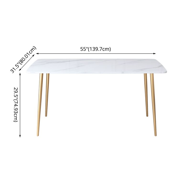 Scandinavian Style Sintered Stone Dining Table Set with Rectangle Table and Gold Legs Dining Set Clearhalo 'Dining Room Sets' 'Dining Tables & Seating' 'dining_room_set' 'furn' 'furn_dining_room_set' 'Furniture' 'furniture_dining_room_set' 'Kitchen & Dining Furniture' 'kitchen&dining_furn' 'kitchen' 1200x1200_f42c2ec0-c3dd-44f1-804e-9ad2223a4b2f