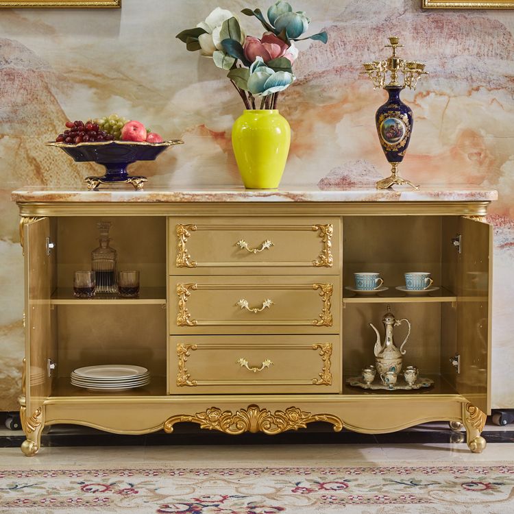 Sideboard glam sideboard in legno massiccio oro con 2 porte per soggiorno